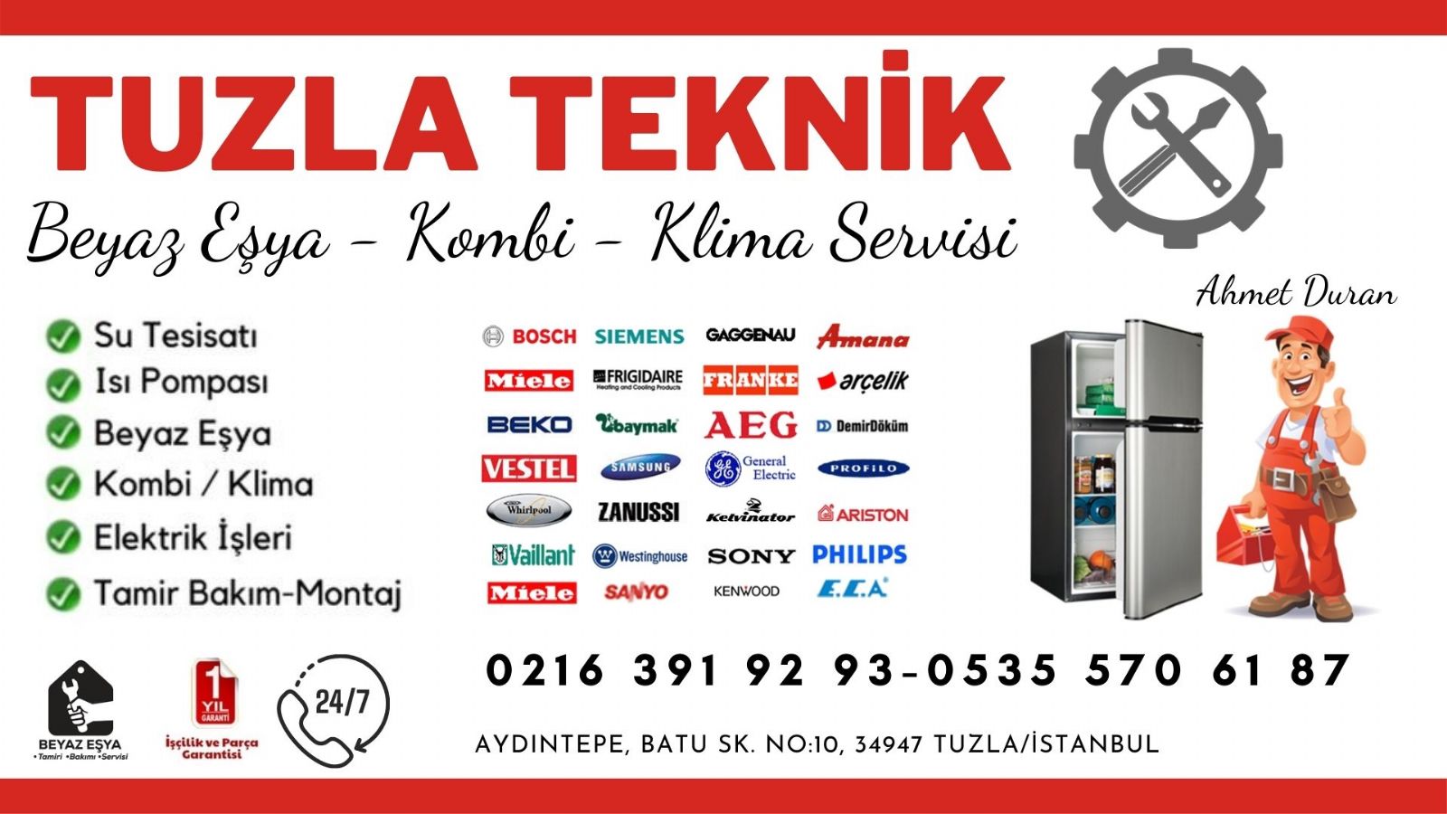 Tuzla Beyaz Eşya Servisi